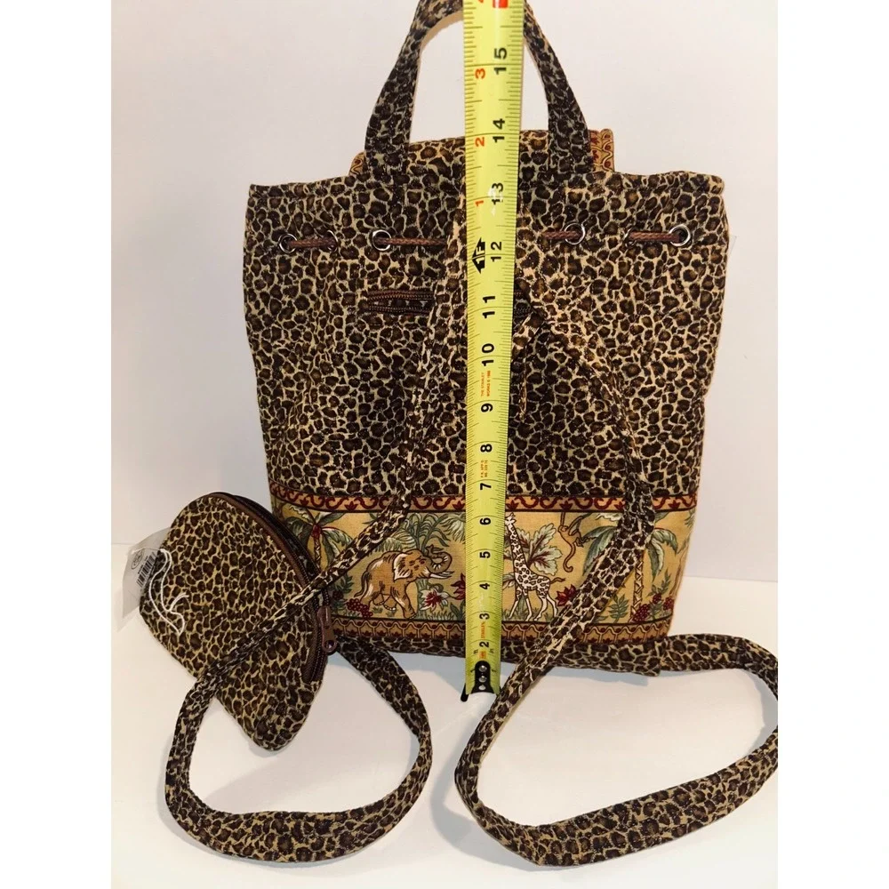 Y2K Quilted Keepers Diaper Bag Backpck Safari Leopard Print Elephant Giraffe Set